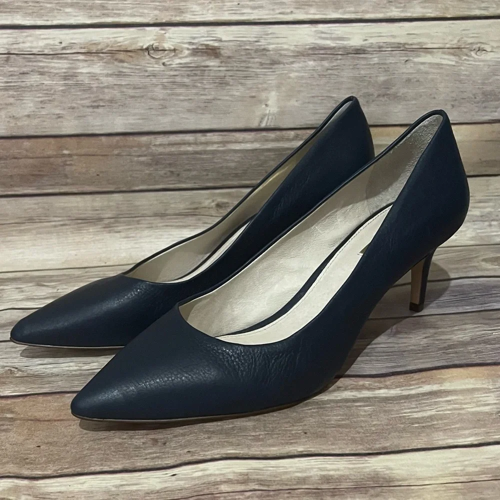 Louise Et Cie Jordyna Size 9.5 Navy Leather Pumps Heels - Picture 4 of 8
